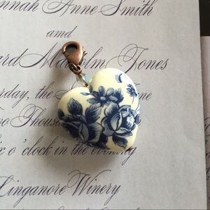 Sabika Blue and Cream Heart Pendant